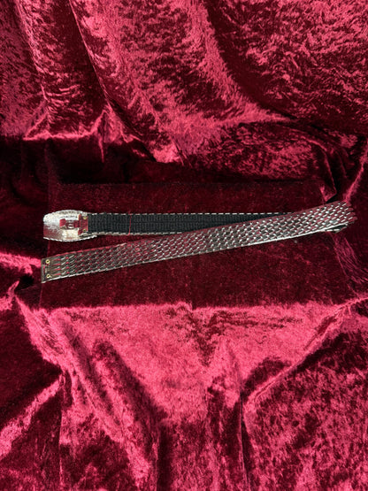 Vintage  Metal Stretch Waist Belt - Silver Tone Fish Scale with Ornate Belt Buckle