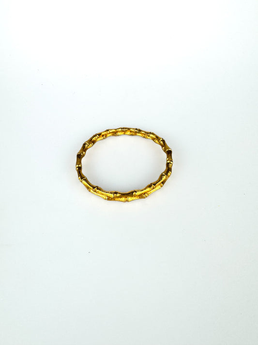 Vintage Gold Tone Double Stacked Bamboo Bangle Bracelet