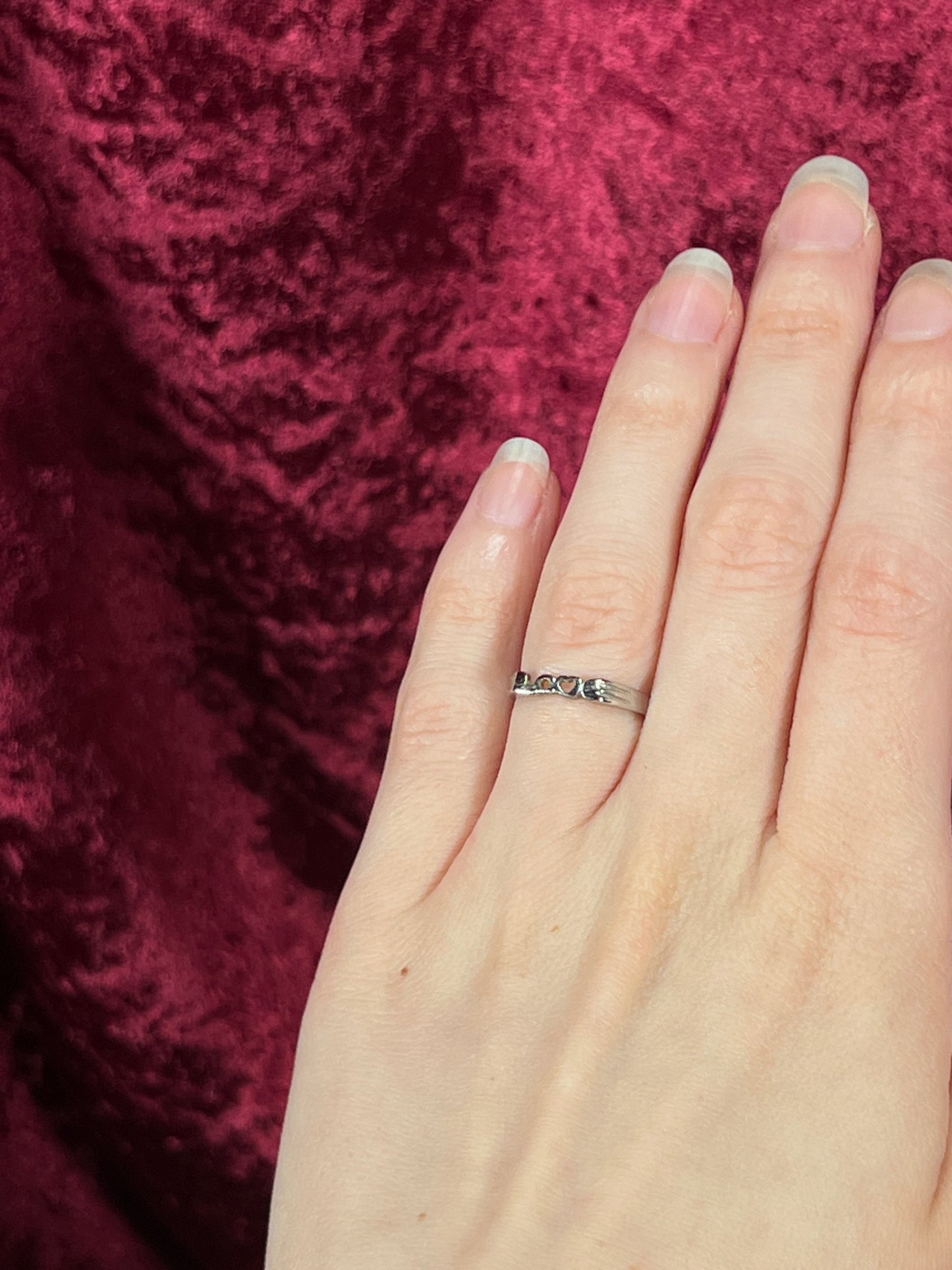 Vintage Sterling Silver LOVE Ring - Heart and Arrow Simple Band - Size 5.25