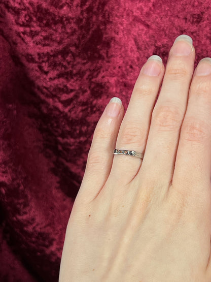 Vintage Sterling Silver LOVE Ring - Heart and Arrow Simple Band - Size 5.25