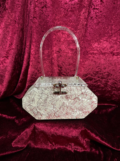 Vintage 1950s Lucite Box Purse – Charles S. Kahn Gold Confetti Clear Handbag