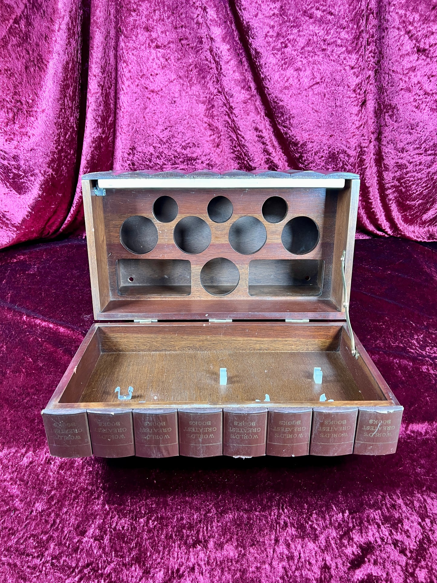 Vintage Barware - Mid Century Hidden Leather Bound Book Bar - World's Greatest Books - Japan