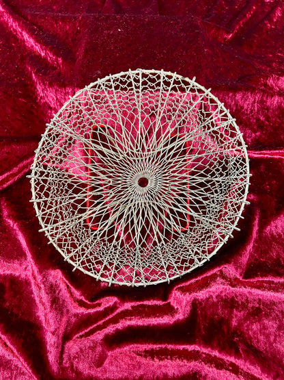 Vintage Basket - Metal Wire Egg Gathering Basket - Red Handles