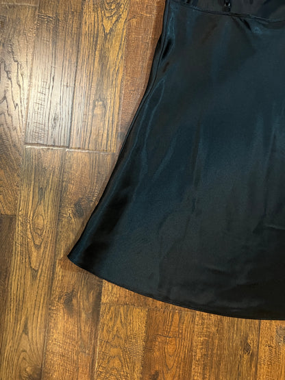Vintage Clothing - LA Intimates Black Satin Slip Dress - Size Medium