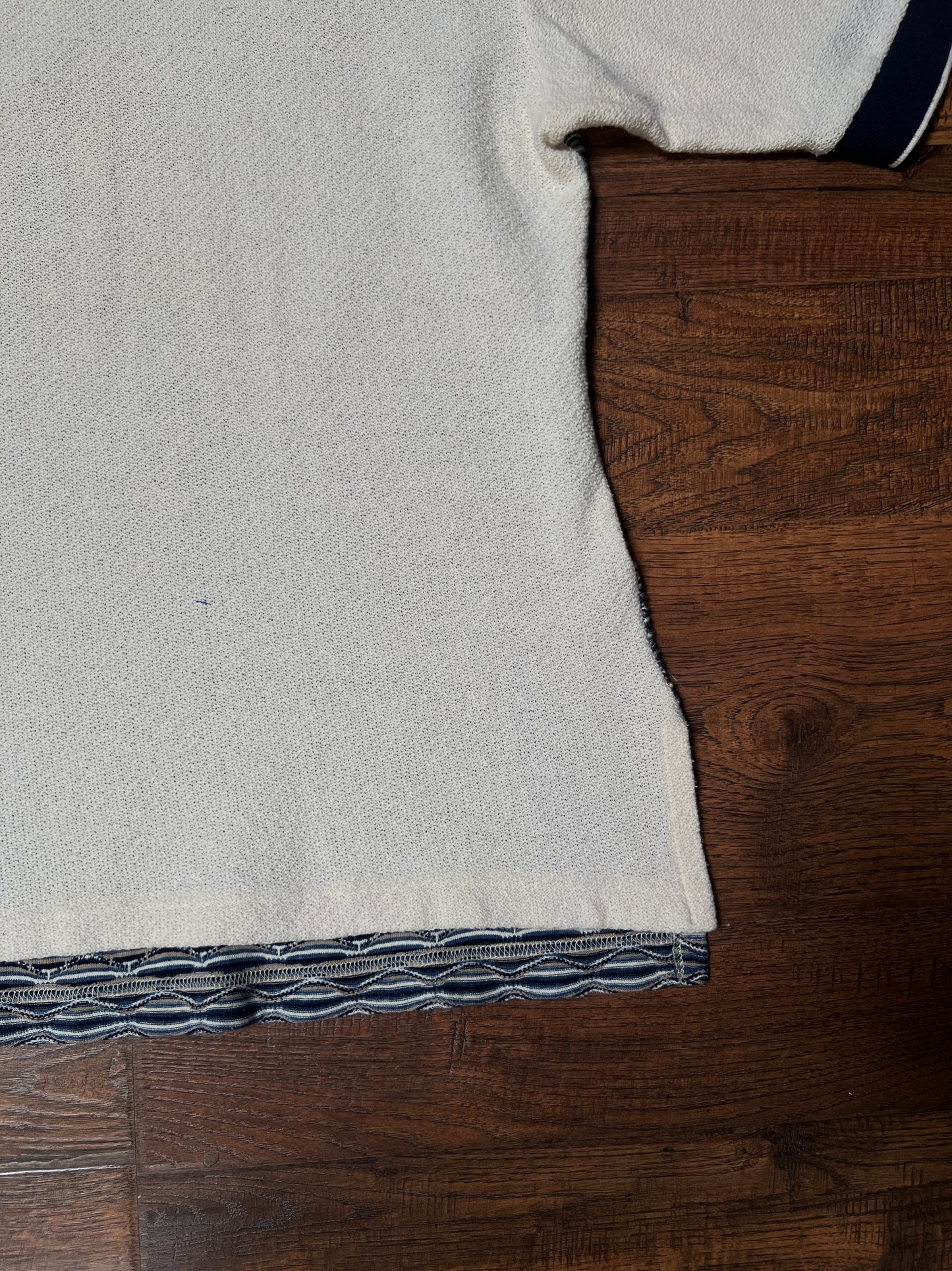 Vintage Pernicci Cotton Polo Shirt – Textured Wave Knit Half Zip – Size X-Large