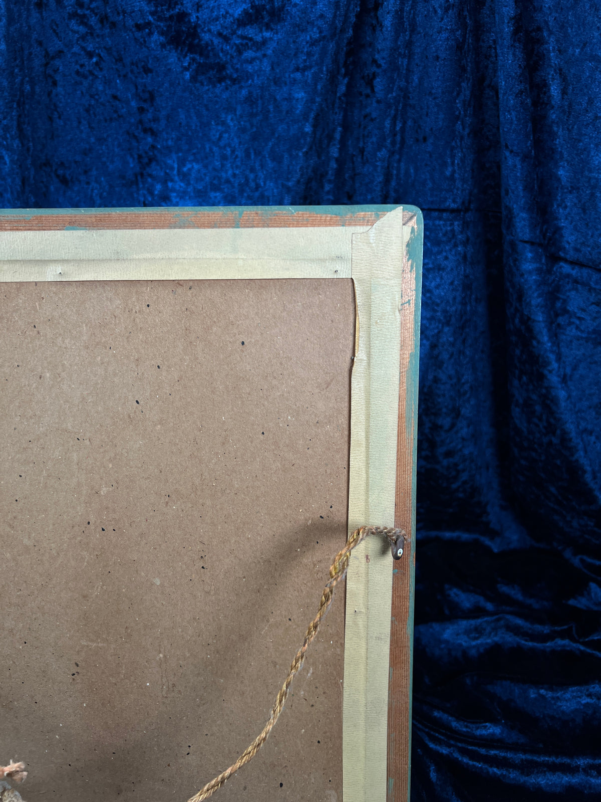 Vintage Wood Framed Mirror - Etched Floral Glass Moss Green Painted Frame