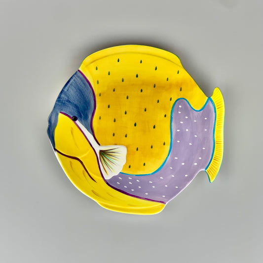 Vintage Studio Nova Yellow Island Fish Serving / Decorative Plate - Made In Philippines