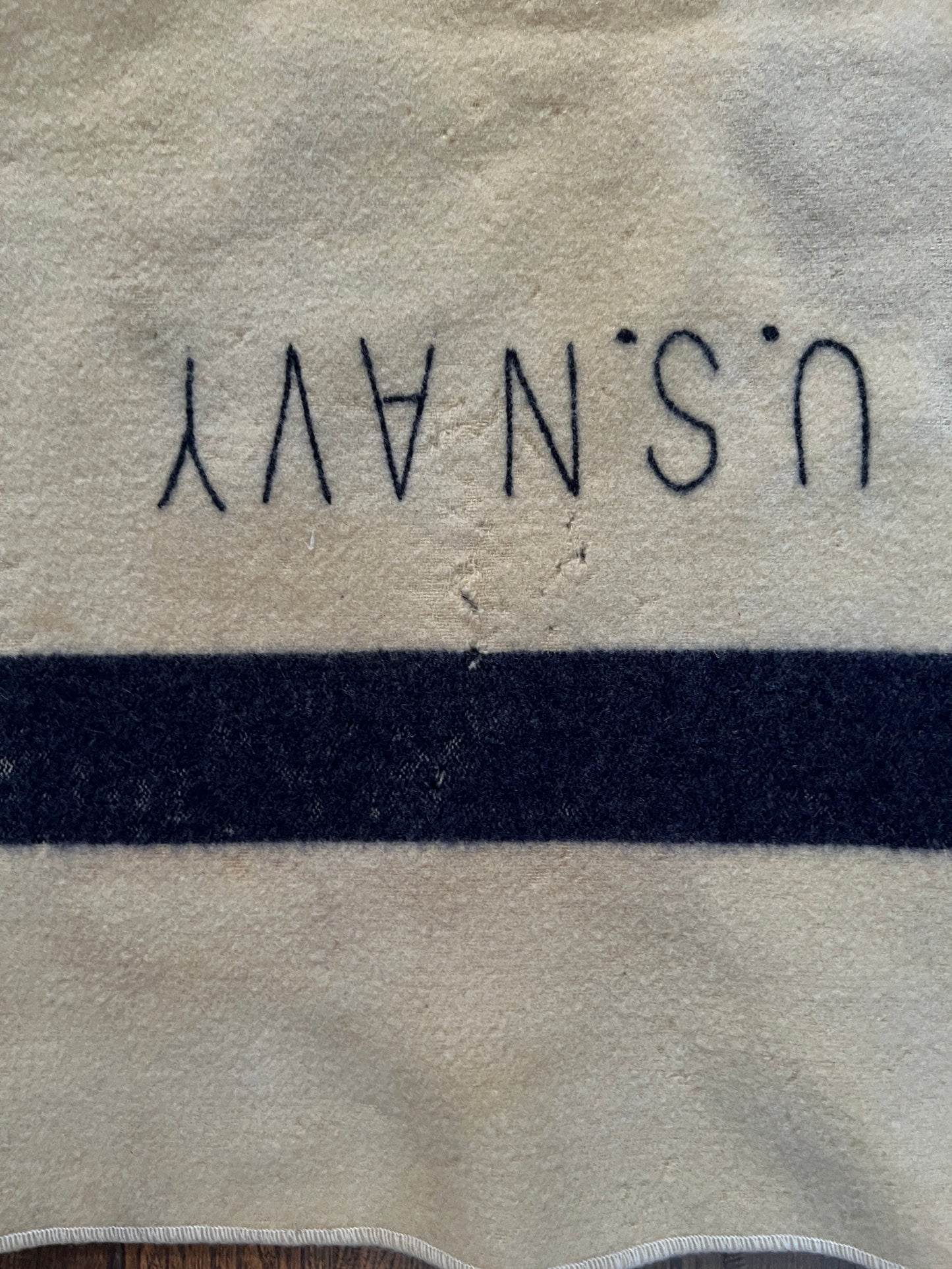 Vintage Military Issue Wool Blanket – WWII US Navy Blue Stripe