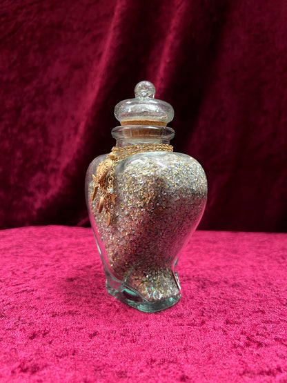 Vintage Kirks Folly Glass Follydust Bottle - Glitter Heart Jar Celestial Charms with Original Box