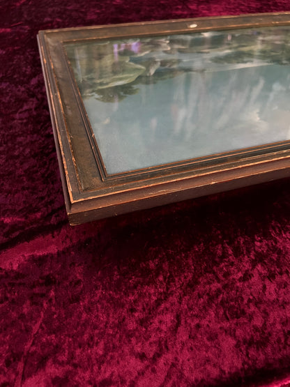 Vintage Framed Landscape Lithograph - Moonlit Coastal Scene Atkinson Fox Style