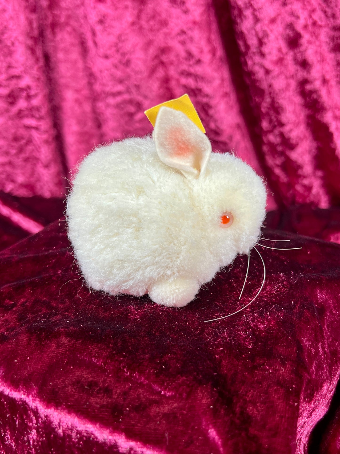 Vintage Collectibles - Miniature Stuffed Toy - White Pom Pom Bunny Rabbit - 25061 - Steiff - Germany