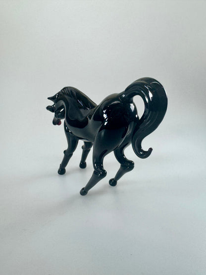 Black Murano Hand Blown Glass Unicorn Figure