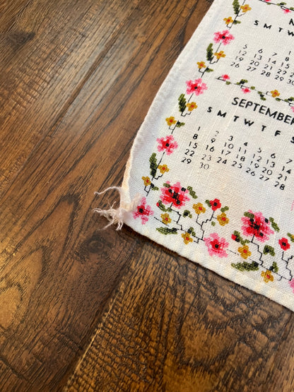 Vintage Linens - Tea Towel - Groovy Pink Kitchen Prayer - 1974 Calendar