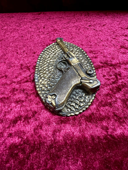 Vintage Solid Brass Belt Buckle - Luger Pistol 413 Limited Edition 1976 - Buckle Co. Chicago