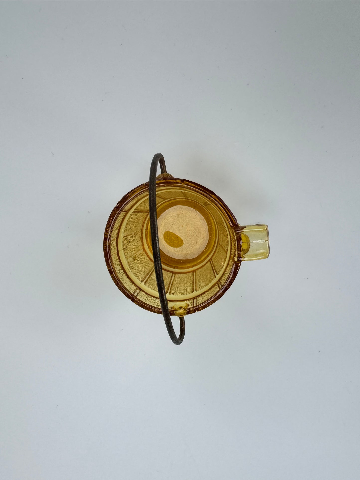 Vintage Ashtray | Amber Depression Glass Bucket with Handle | Bucket Shape