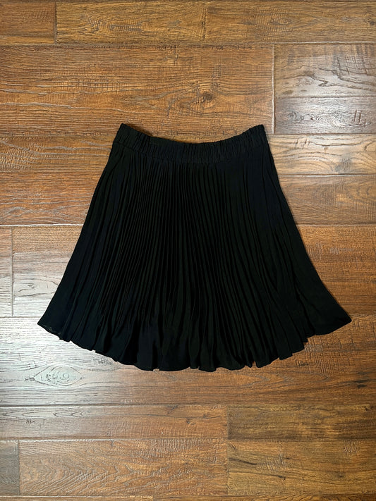 Vintage Riya Rated R Black Pleated Midi Skirt - Accordion Pleat - Size Medium