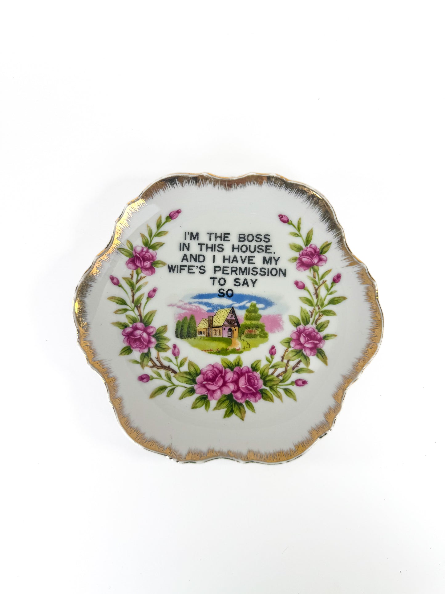 Vintage Kitsch Gag Gift Wall Plate - "Im The Boss In This House" Husband Wife Joke