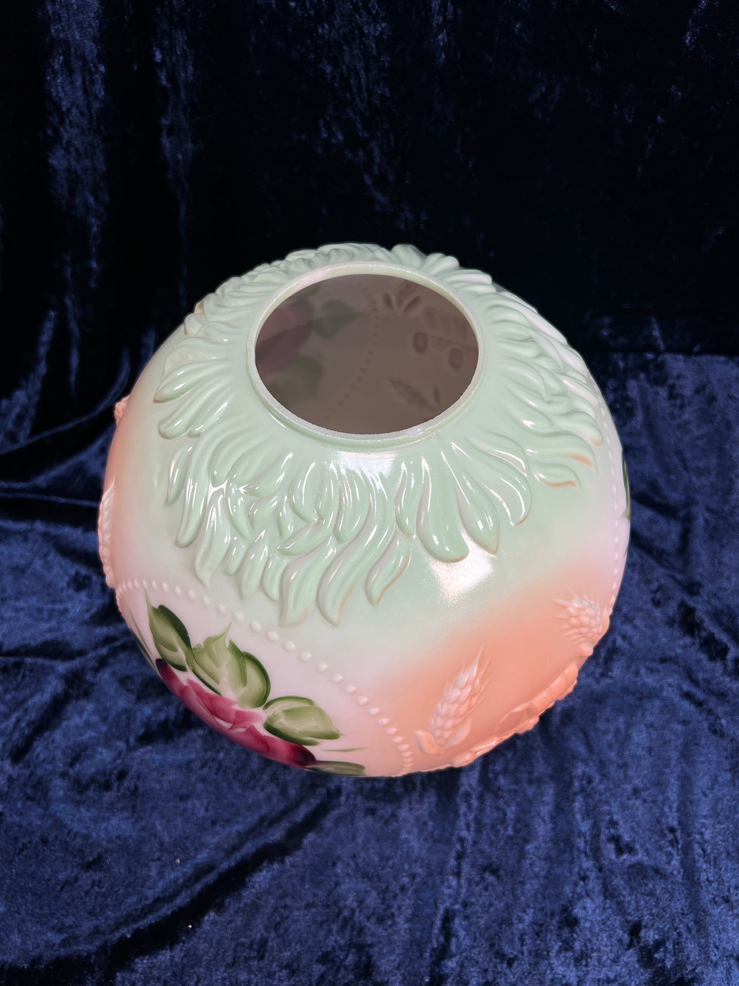 Vintage Fenton Milk Glass Table Lamp – Hand Painted Roses Double Globe Hurricane Parlor Style