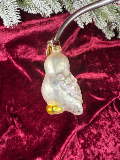 Vintage Christmas - Handblown Glass Ornament - Snow Owl - Department 56