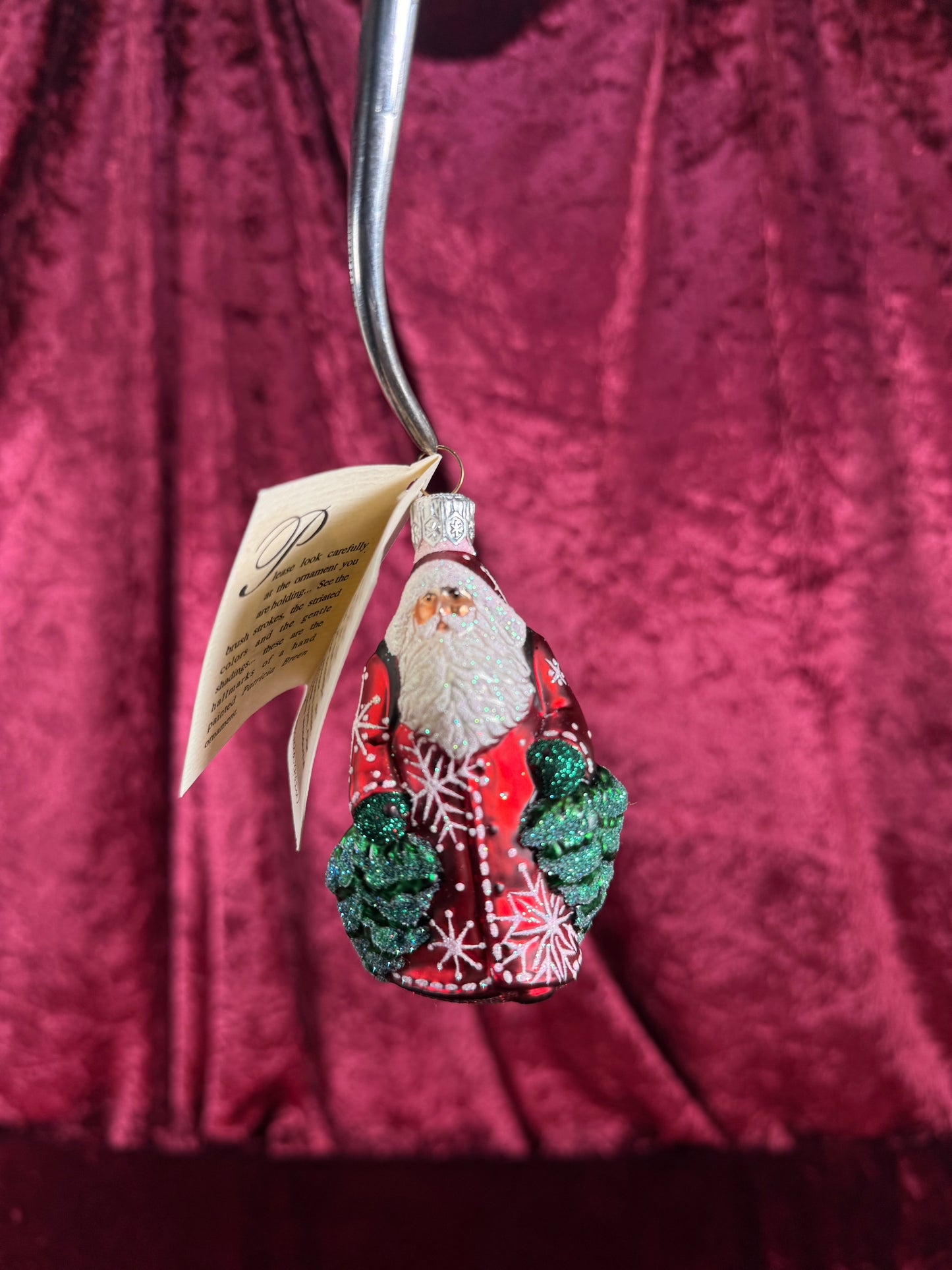 Vintage Christmas - Handblown Glass Ornament - Santa Claus Through The Woods - Patricia Breen - Poland