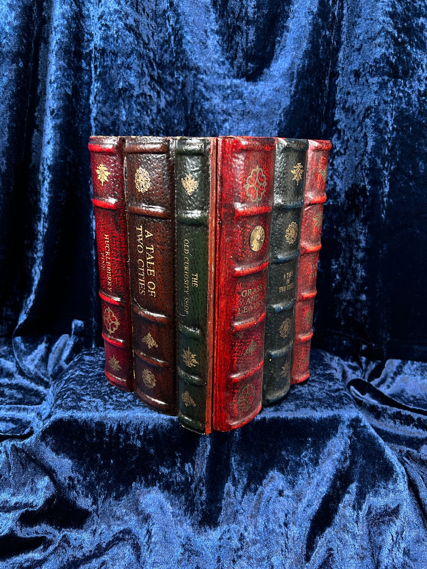 Vintage Faux Leather Book CD Storage Cabinet - Hidden Old Classics Library Blook Box