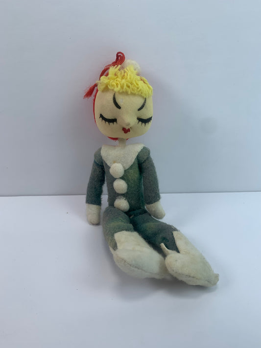 Vintage Christmas Decor - Felt Elf - Pixie Girl - 1950s