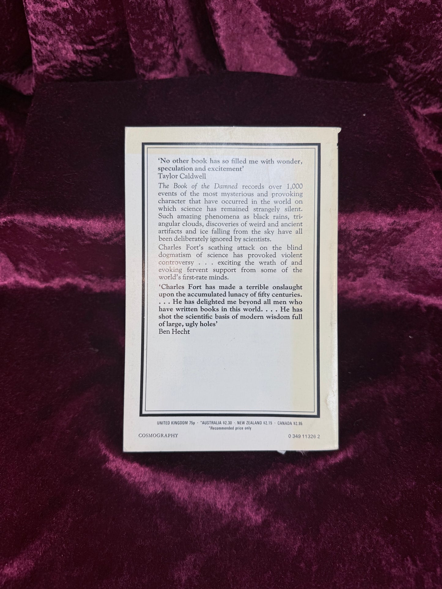 Vintage Paperback Book – The Book of the Damned Charles Fort 1974 Edition