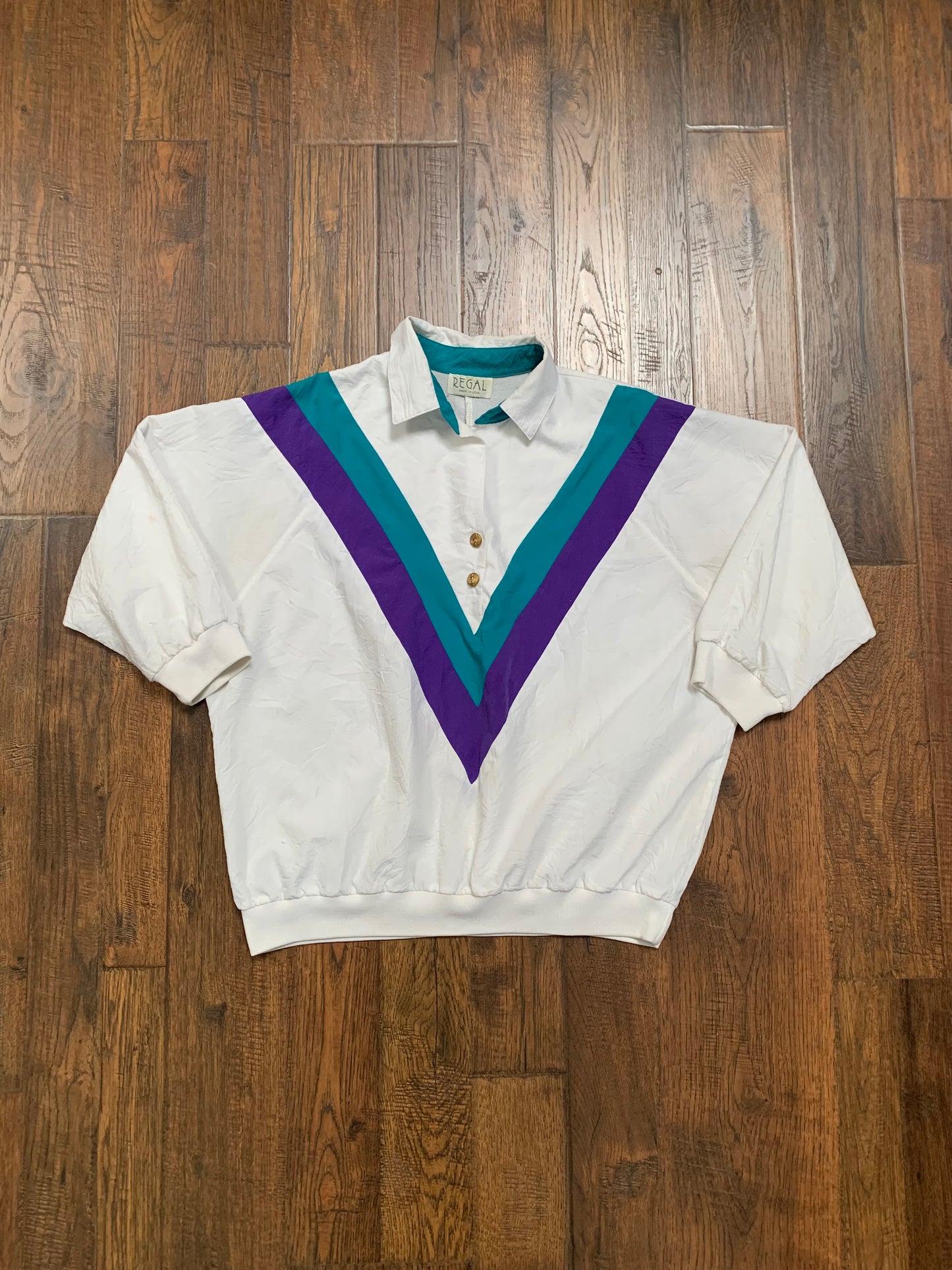 Vintage Clothing - 1980s Windbreaker Polo - Regal - Made In U.S.A. - Medium