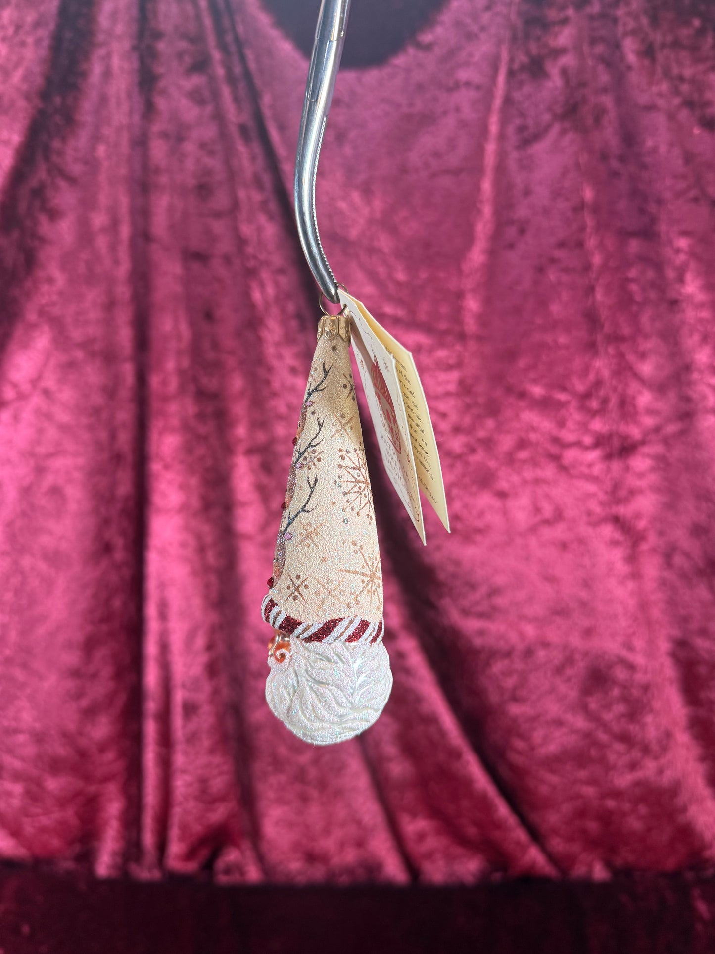 Vintage Christmas - Handblown Glass Ornament - Winter Sage Bejeweled Reindeer Santa - Patricia Breen - Poland - 2006