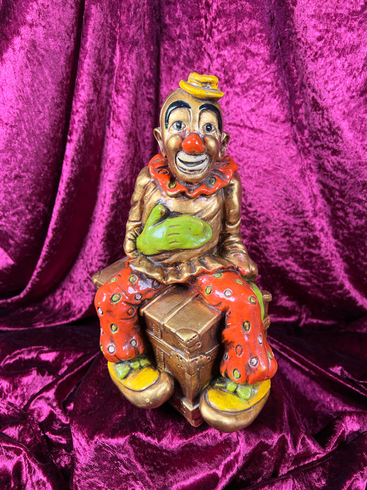 Vintage Home Decor - 1970s Chalkware Bookend - Happy Hobo Bozo Clown - Progressive Art Products Inc.