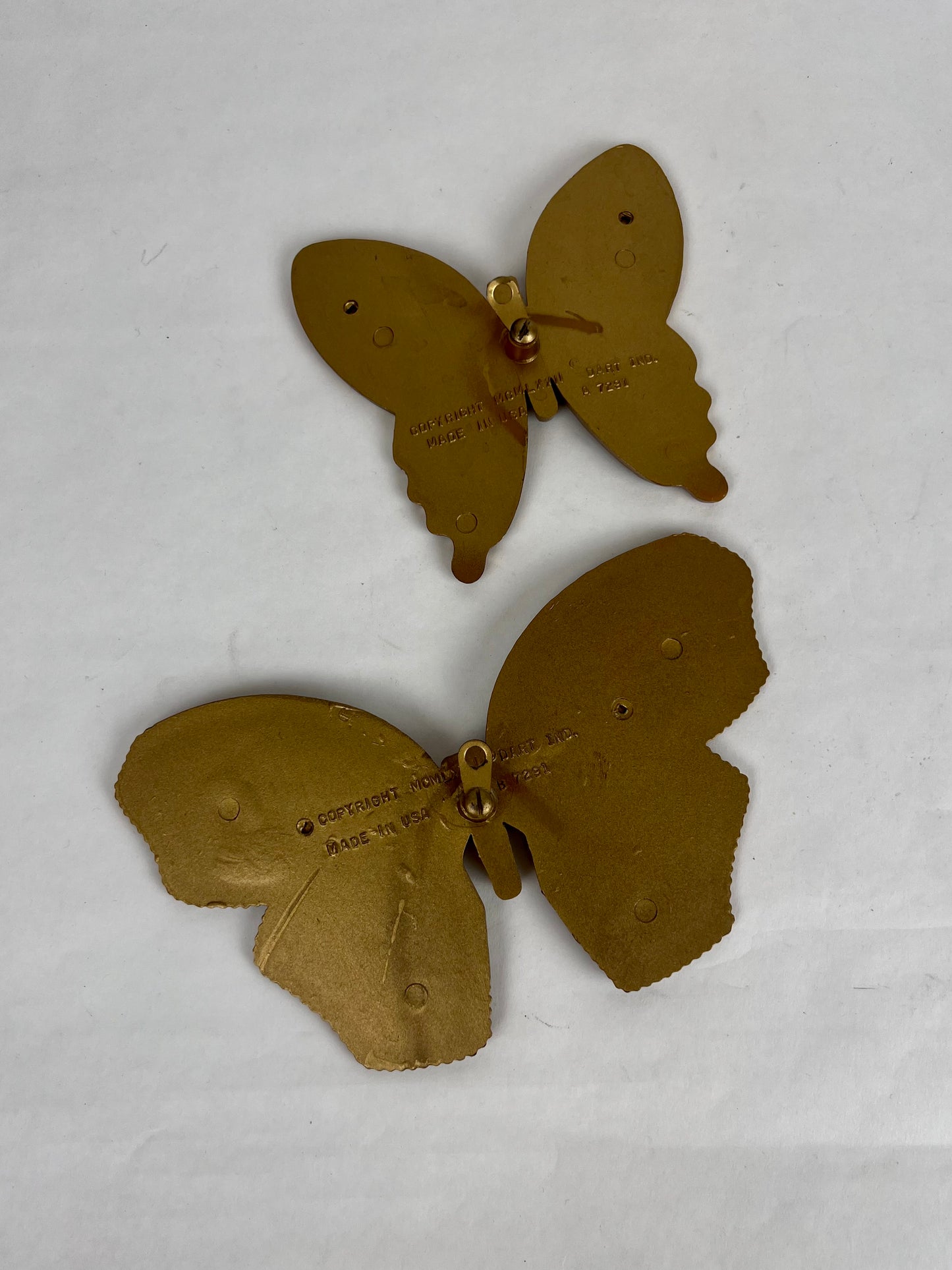 Vintage Mid Century Wall Decor - Dart Industries Gold Butterflies - Set of 2