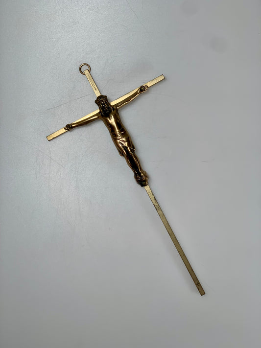 Mid Century Bronze Hanging Crucifix / Cross