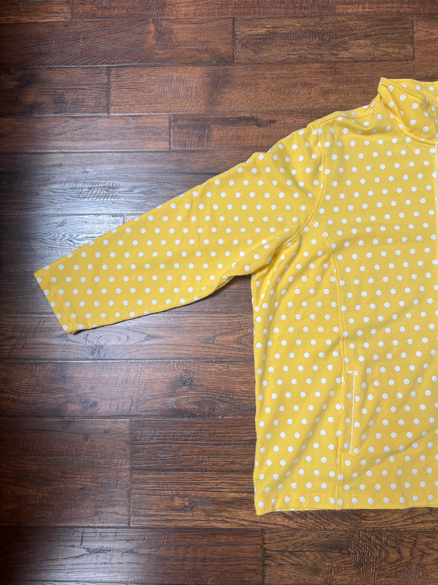 Vintage Clothing - Lightweight Jacket - Yellow with White Polka Dots - 3X-Large - Quacker Factory