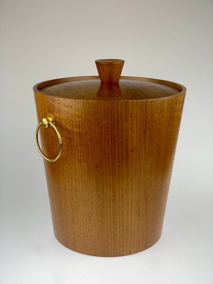 Vintage Mid Century Modern Teak Wood & Brass Ice Bucket