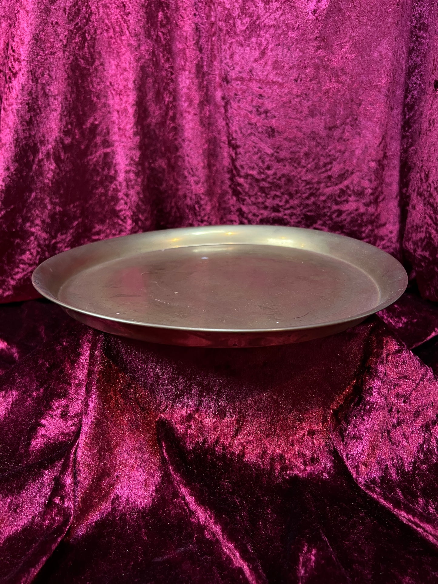 Vintage Brass Vanity Tray - Large Round Minimalist Perfume Display