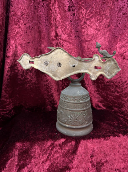 Antique Metal Monastery / Sanctuary Bell – Winged Angel - Latin Engraved