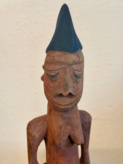 Vintage Art - Nigerian Fertility Ibeji Statue - 10” Carved Wood - Africa