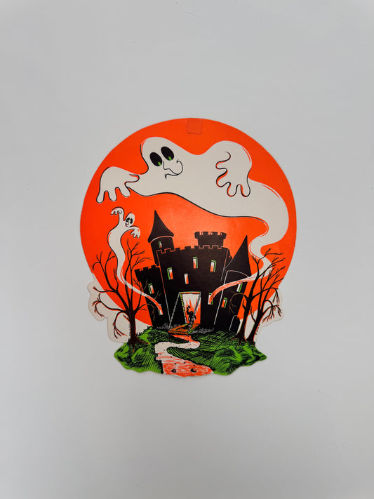 Vintage Halloween Die-Cut Decoration | Ghosts and Castle | Beistle Made in USA