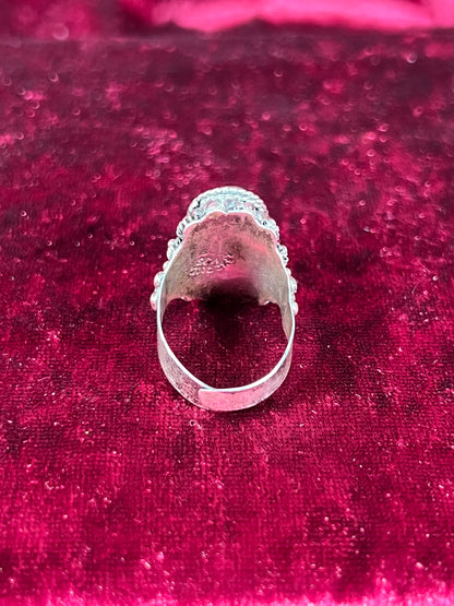 Vintage Jewelry - Adjustable Poison Ring - Sterling Silver - Tigers Eye Center Stone - Taxco
