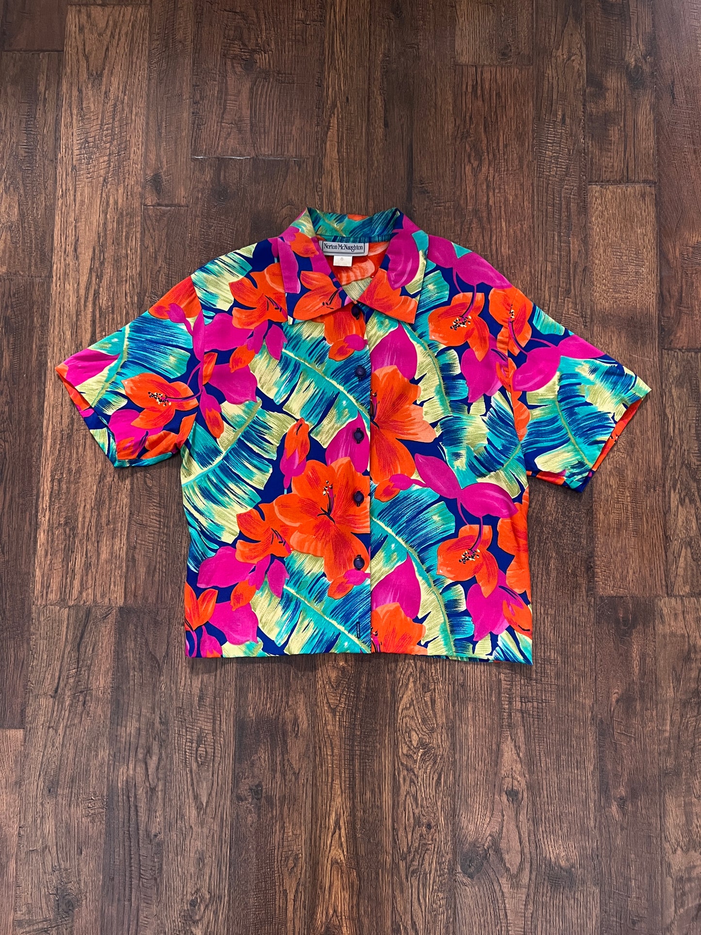 Vintage Norton McNaughton Tropical Two Piece Set - Bright Hawaiian Florals - Medium