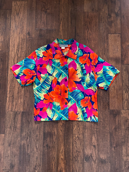 Vintage Norton McNaughton Tropical Two Piece Set - Bright Hawaiian Florals - Medium