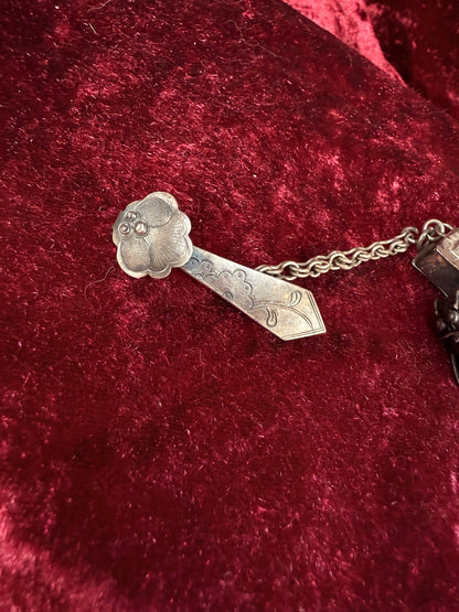 Antique Sterling Silver Needle Case Pendant Chatelaine – Carnelian Bead Late Qing Dynasty Style