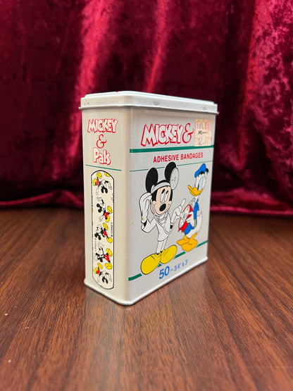 Vintage Advertisement - Metal Storage Tin - Mickey & Pals Adhesive Bandages - Walt Disney Co.