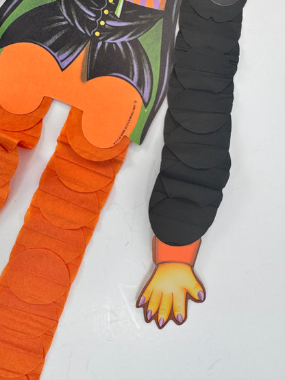 Vintage Halloween Decoration - Beistle 1990s Action Dancer Crepe Paper Die Cut - Witch