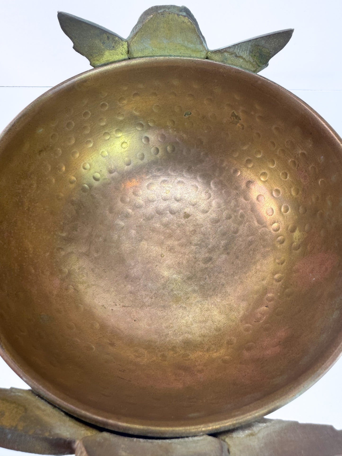 Vintage Copper & Brass Double Angel Pedestal Bowl