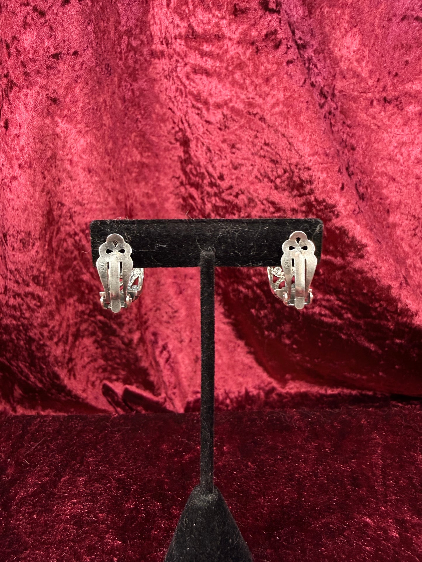 Vintage 925 Sterling Silver Clip On Hoop Earrings – Scroll Pattern - Silpada