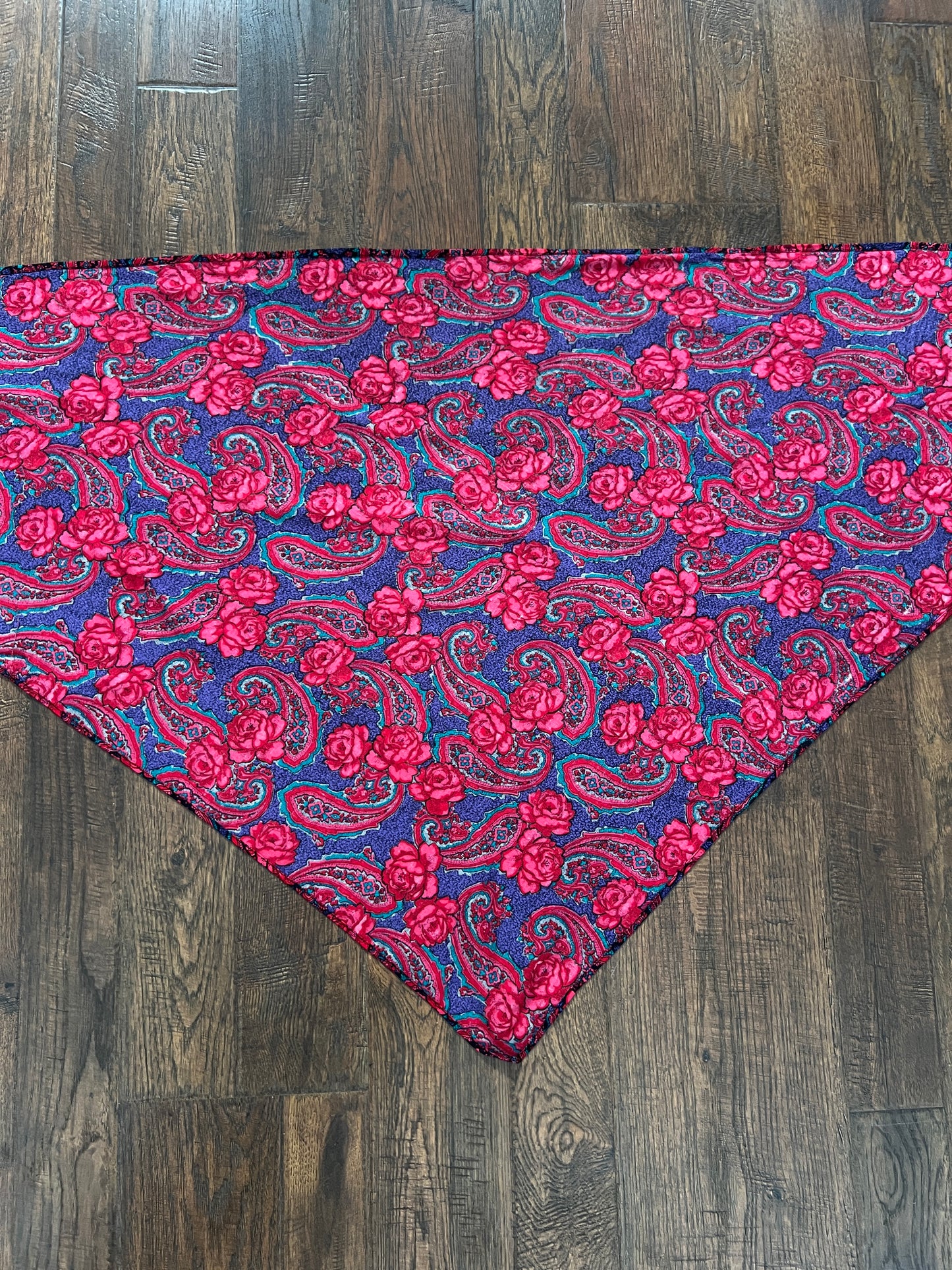 Vintage Floral Paisley Triangle Scarf - Pink and Purple Paisley Rose Shoulder Wrap