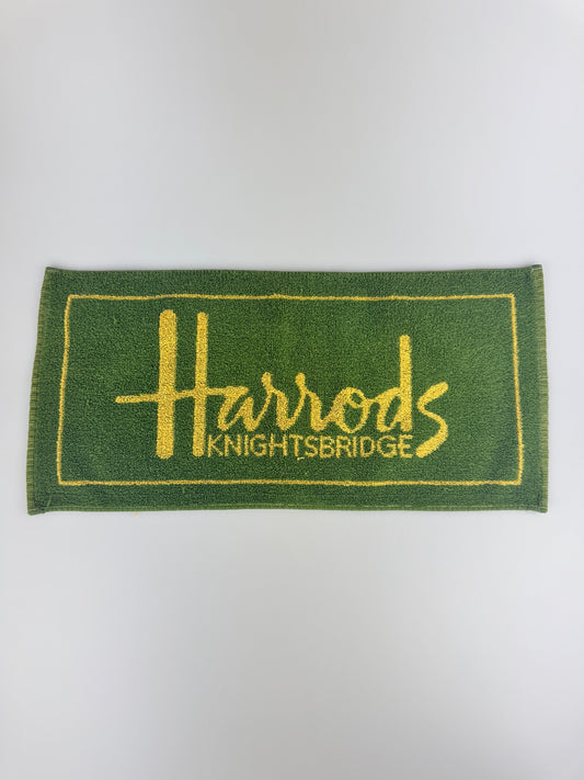 Vintage Harrods Knightsbridge Green & Yellow Bar Towel
