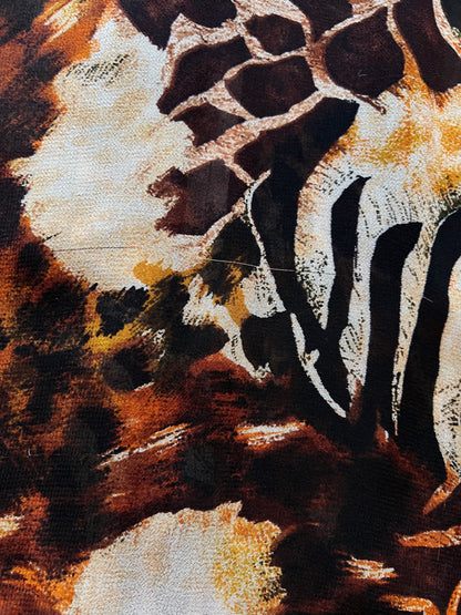 Vintage Rayon Button Front Shirt - Patchwork Animal Print by Avenue - 2X-Large