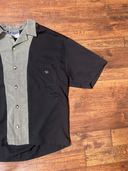 Vintage Clothing - Short Sleeve Bowling Shirt - Houndstooth Stripe - BC Ethic After Work Wear - X-Large